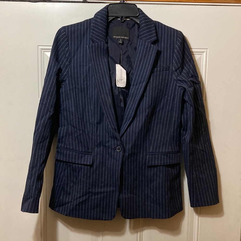 Women's Banana Republic Navy Pinstripe Blazer 8 NWT